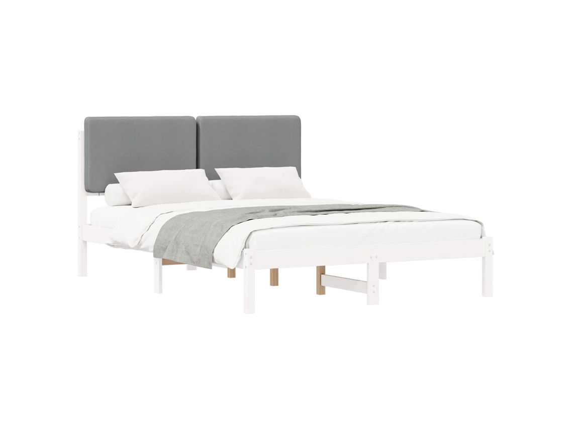 Estrutura de Cama com Cabeceira Estofada em Cinzento Claro MAISON EXCLUSIVE