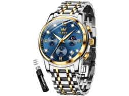Lurelia Relógio Cronógrafo Masculino, Movimento De Quartzo, Data/calendário, Luminoso, Aço Inoxidável, Abs, Azul