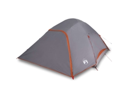 Tenda Familiar Cúpula para 6 Pessoas VIDAXL Impermeável Cinza/Laranja