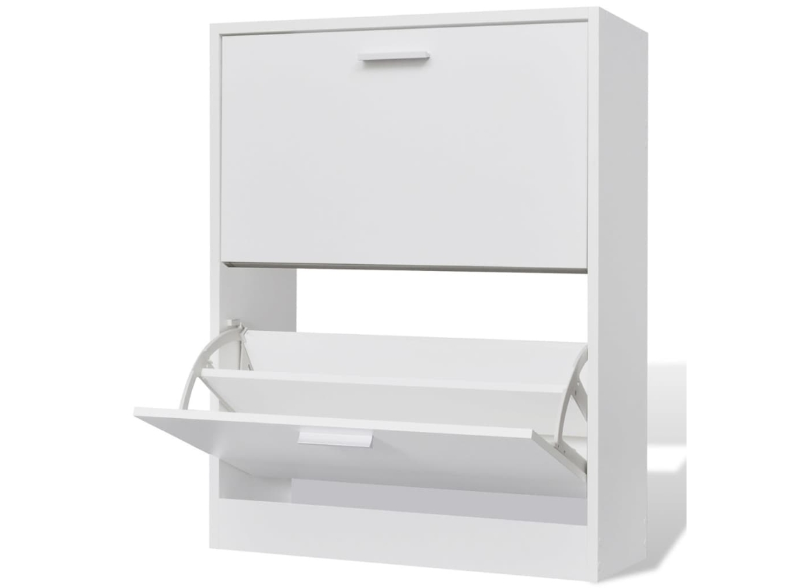 DKD HOME DECOR Sapateira de madeira branca com 2 compartimentos