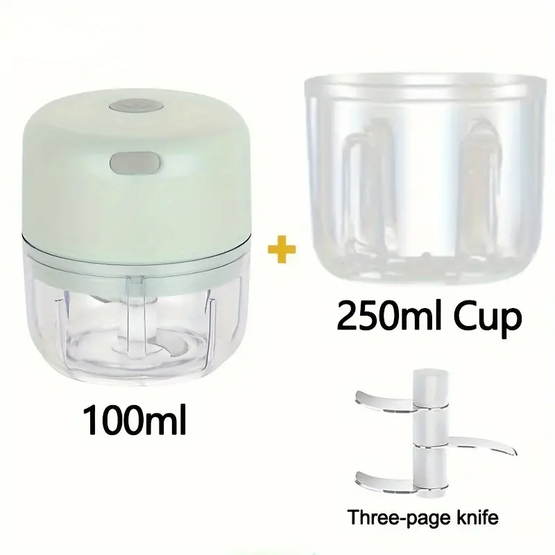 Mini Picador De Alho Elétrico Para Cozinha De 3,38/8,45 Oz, Verde Aquaforge