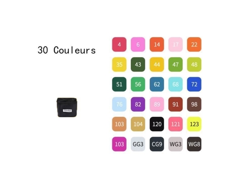 30 Cores De Marcadores A Feltro De Álcool Com Ponta Dupla Para Animação Com Bolsa Insfity