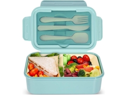 Caixa de Lanche Bento 1400ml com 3 Compartimentos, Sem BPA, Azul | S/MARCA