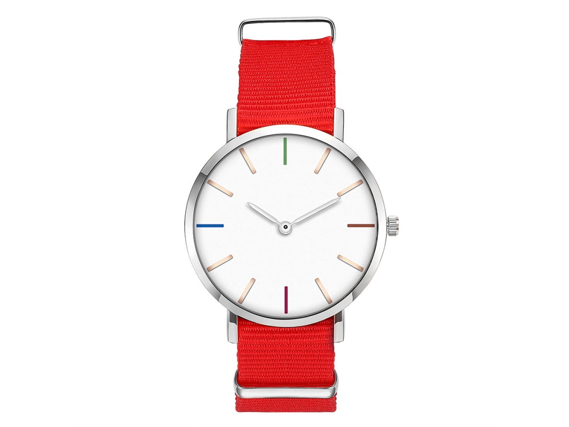 Relógio Masculino de Moda Zhoulianfa Pulseira de Nylon Dial Redondo Quartzo (vermelho)