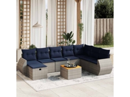 Vidaxl Conjunto De Sofá De Jardim De 9 Peças Com Almofadas Em Rattan Sintético Cinza