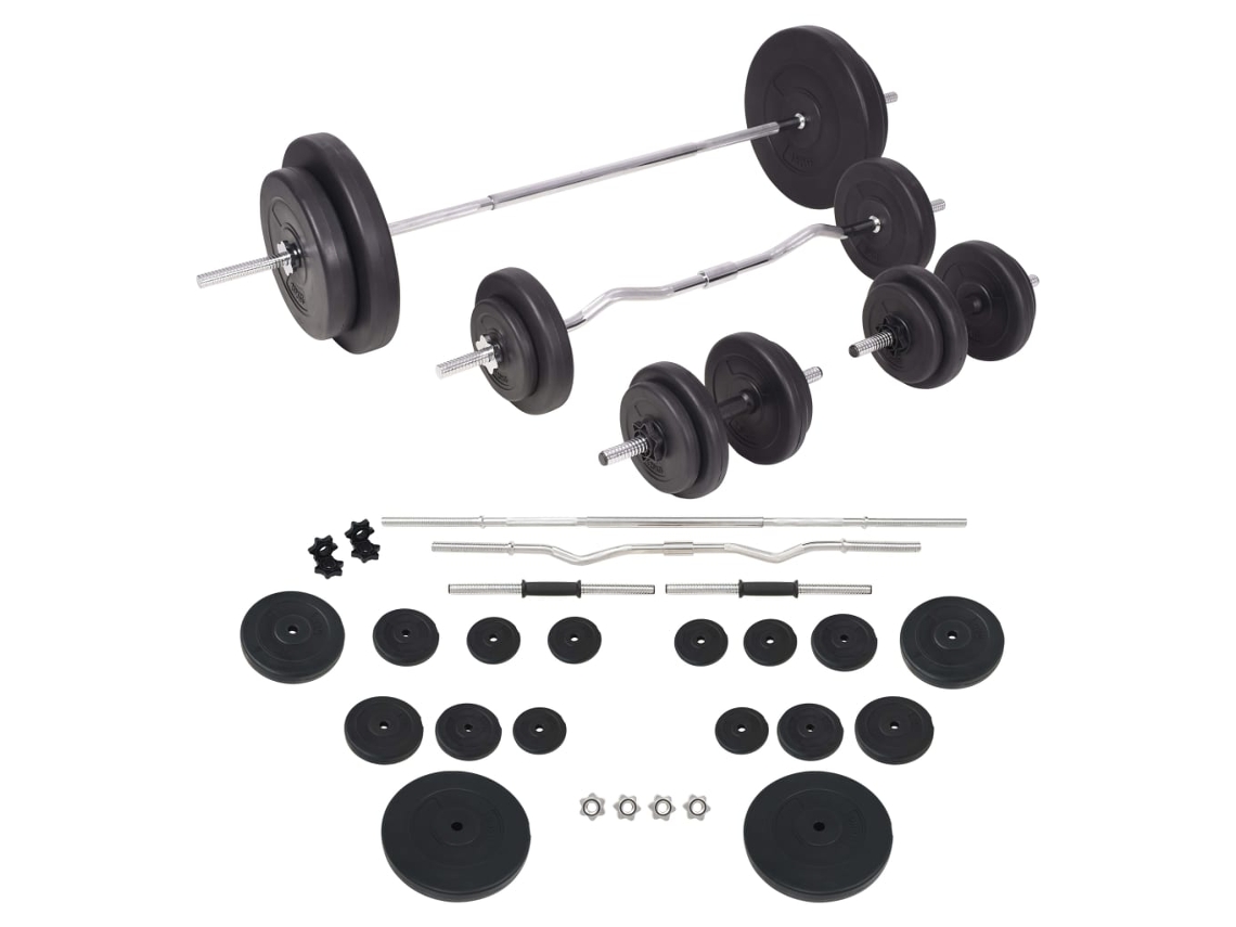 Vidaxl Conjunto De Barras E Discos 90 Kg