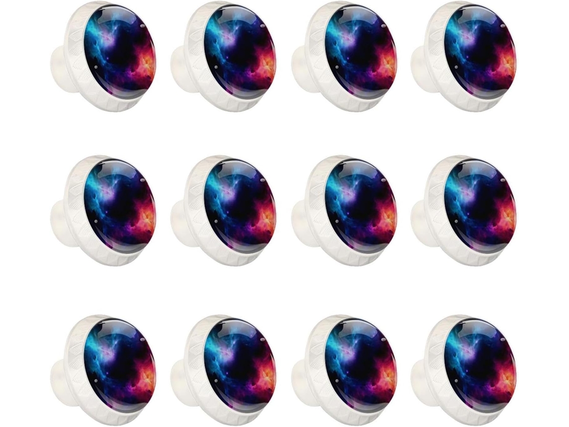 Puxadores Redondos Para Armários De Cozinha, Puxadores Para Armários E Gavetas, 12 Peças, Azul E Roxo, Galáxia Espacial