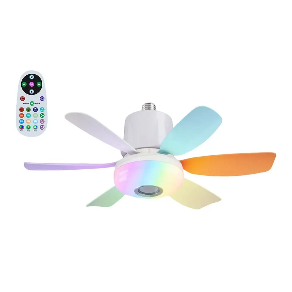 Ventilador De Teto Com 3 Modos Rgb, Luz Led, Alto Falante Bluetooth, 3 Velocidades De Vento, Base De Parafuso E26 Colorido Chrui