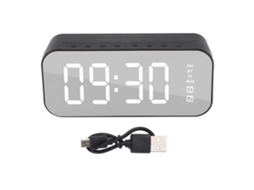 Baok-retro Despertador com Alto-falante Bluetooth, Subwoofer Digital e Espelho para Quarto e Mesa
