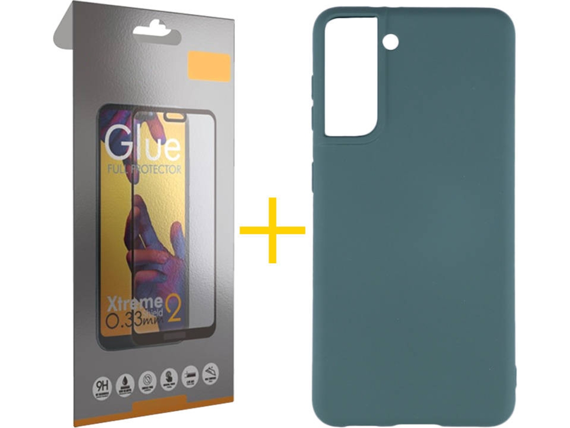 Capa e Película de Vidro Full Samsung S21 SKYHE Silicone Líquido Verde