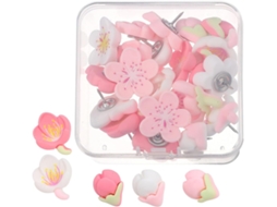 Conjunto De 30 Tachinhas Decorativas De Resina Rosa Com Flor De Cerejeira Para Murais, Fotos, Paredes, Mesa E Casa