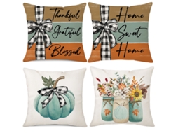 Capas de Almofadas de Abóbora Conjunto de 4 Decorações Florais NEVEANCE