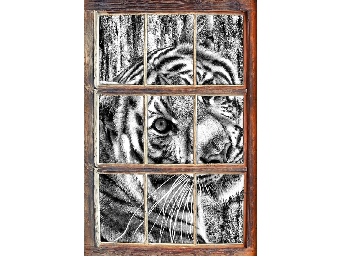 Adesivos Adesivos Efeito 3d Adesivo Tiger Sticker Decoração Murale Quarto E Sala 42x62cm