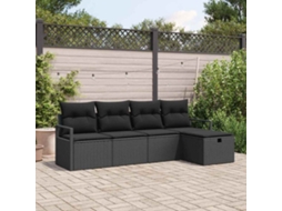 Vidaxl Conjunto de Sofá de Jardim 5 Pcs Preto Rattan Sintético