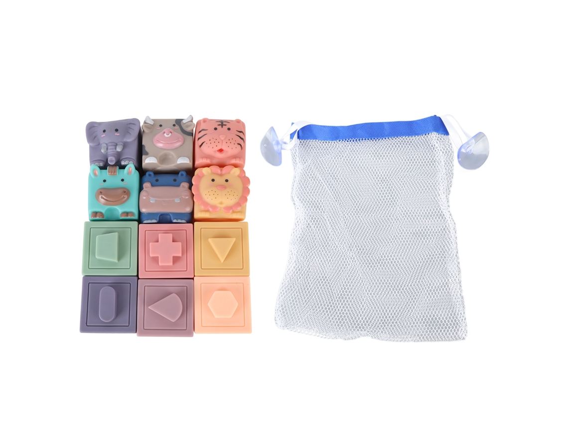 Mali 12pcs Blocos de Construção de Silicone Macios Animais para Bebê Brinquedo Educativo Mastigável