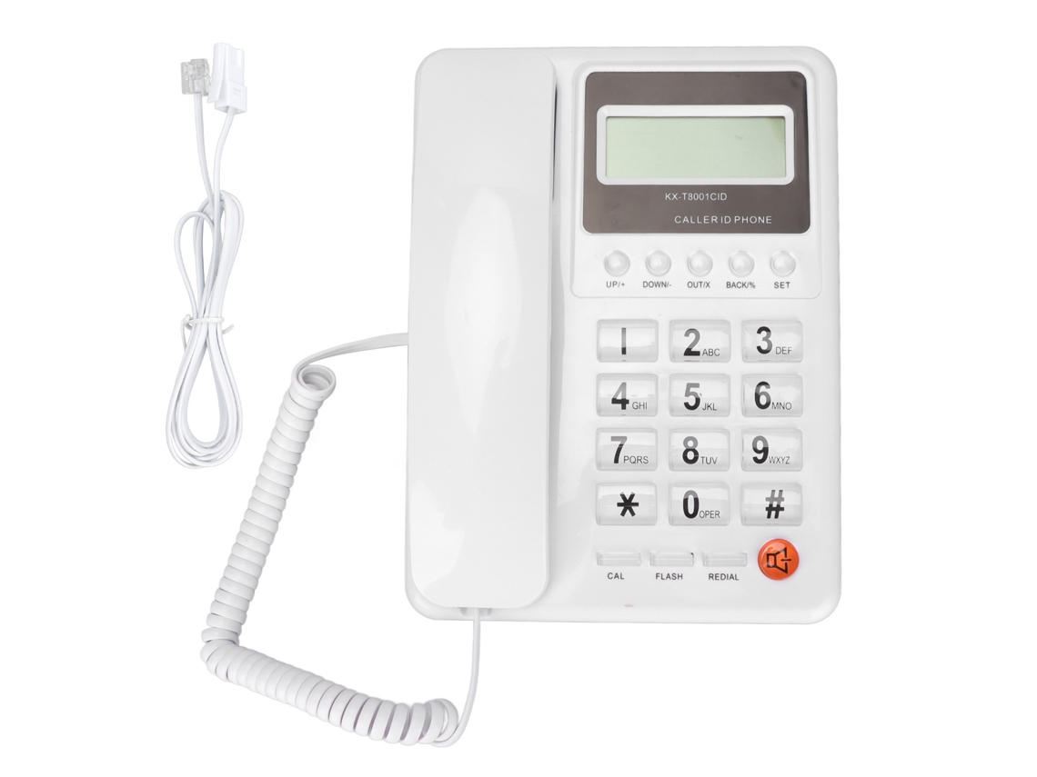 Aetheria telefone Fixo com Fio Kxt8001cid Lcd 16 Dígitos Id Chamada Casa Escritório Hotel Branco