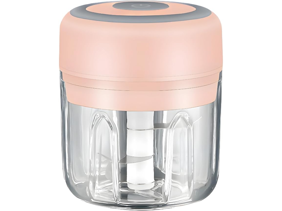 Mini Picador De Alho Elétrico, 250 Ml, 3 Lâminas, Usb Recarregável, Para Legumes, Pimentões, Rosa