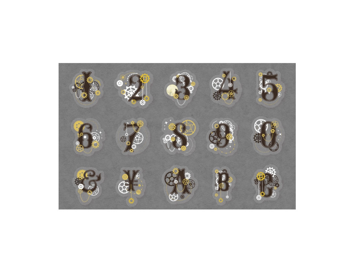 30 Adesivos Pet Laser Dourado para Manual Scrapbook DIY Decoração Números Temática