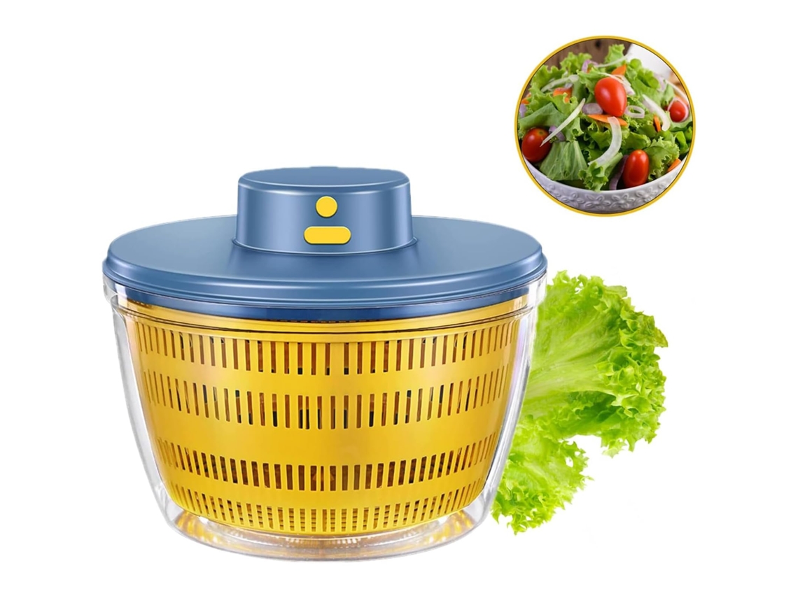 Desidratador Automático Sem Fio Usb De 4000 Ml Para Frutas E Vegetais, Com Tigela Para Salada E Utensílios Em Uma Cor Moderna