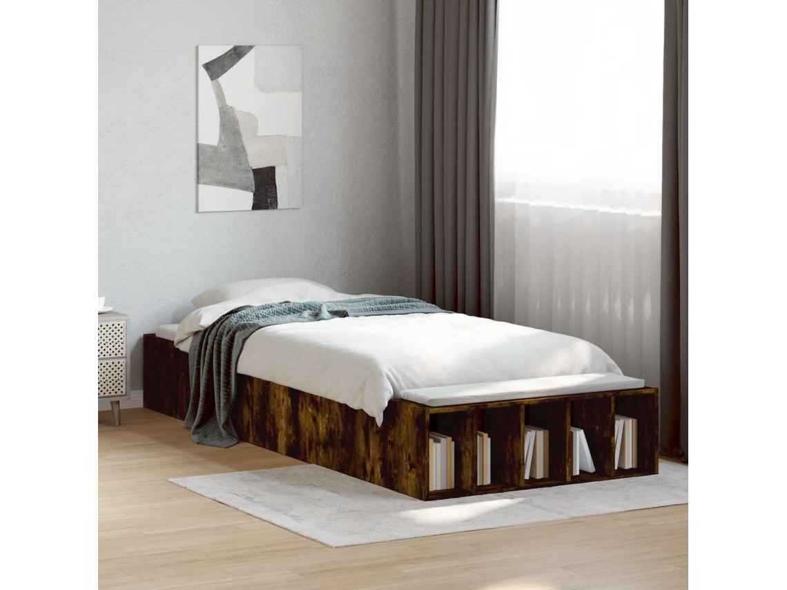 Estrutura Cama 90x190 Cm Derivados De Madeira Carvalho Fumado