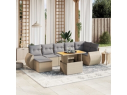 Pcs Conjunto De Sofás P/ Jardim Com Almofadões Vime Pe Bege Dkd Home Decor