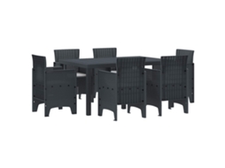 Vidaxl Conjunto De Jantar Para Jardim 7 Unid. Antracite Rattan Polt