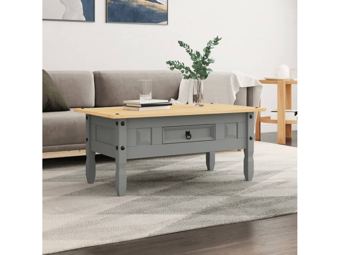 Vidaxl Mesa De Centro Corona Pinho Mexicano 100x55x44 Cm Cinzento