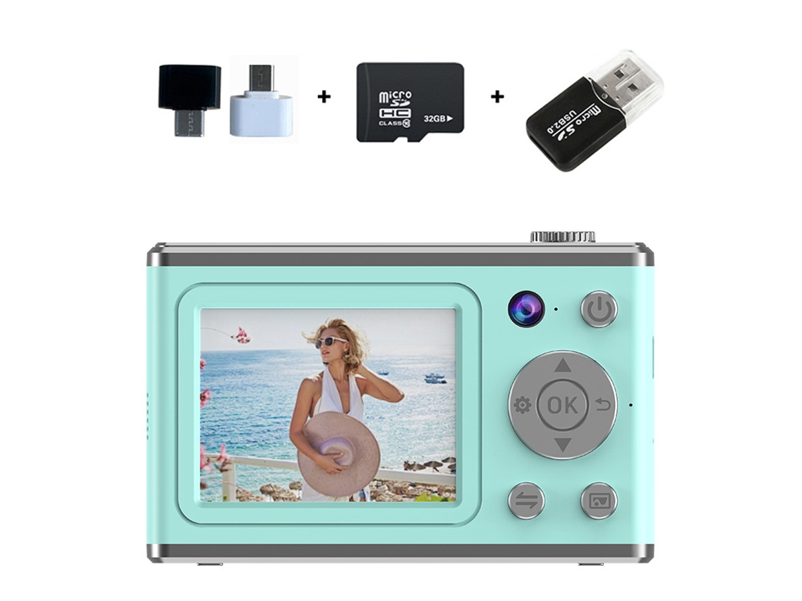 Câmara Digital Tela Ips De 2,4 Polegadas Com Luz De Preenchimento (cartão Verde De 32 Gb) Cuich