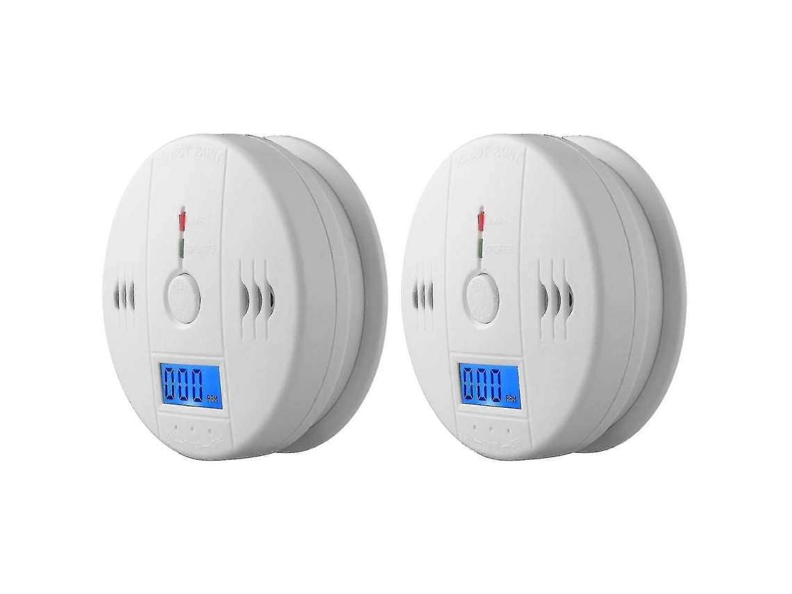 Conjunto Com 2 Detectores De Fumaça E Monóxido De Carbono Com Visor Lcd