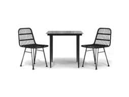 Maison Exclusive - 3 Pcs Conjunto De Jantar Para Jardim Vime Pe Preto
