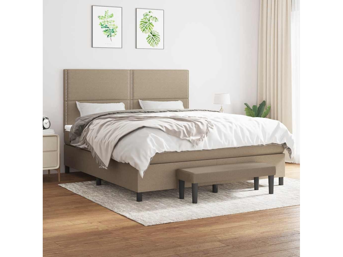 Vidaxl Cama Com Molas/colchão 180x200 Cm Tecido Castanho-acinzentado