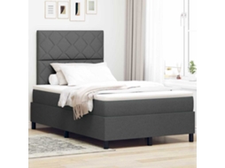 Vidaxl Cama Box Com Fitas Led Cinzento Escuro 120 X 200 Cm Tecido