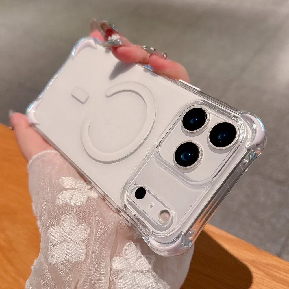 (branco 15) Capa Protetora Magnética, Resistente A Impactos, Com Moldura Transparente De Silicone Macio.
