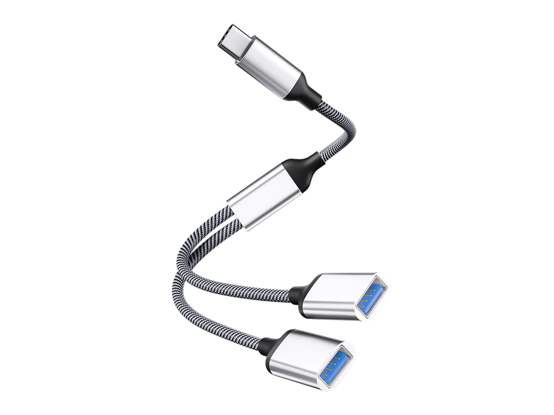 Adaptador Tipo C para Dual Usb 2.0 Prata
