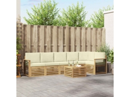 Vidaxl Conjunto De Sofá Sectional Com Almofada 7 Pcs Branco E Creme