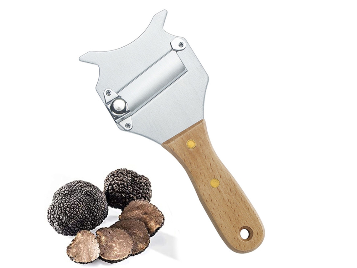 Cortador de Trufas, Cortador Gourmet, Cabo de Madeira, Aço Inoxidável, Lâmina Reta DUREFORWARD