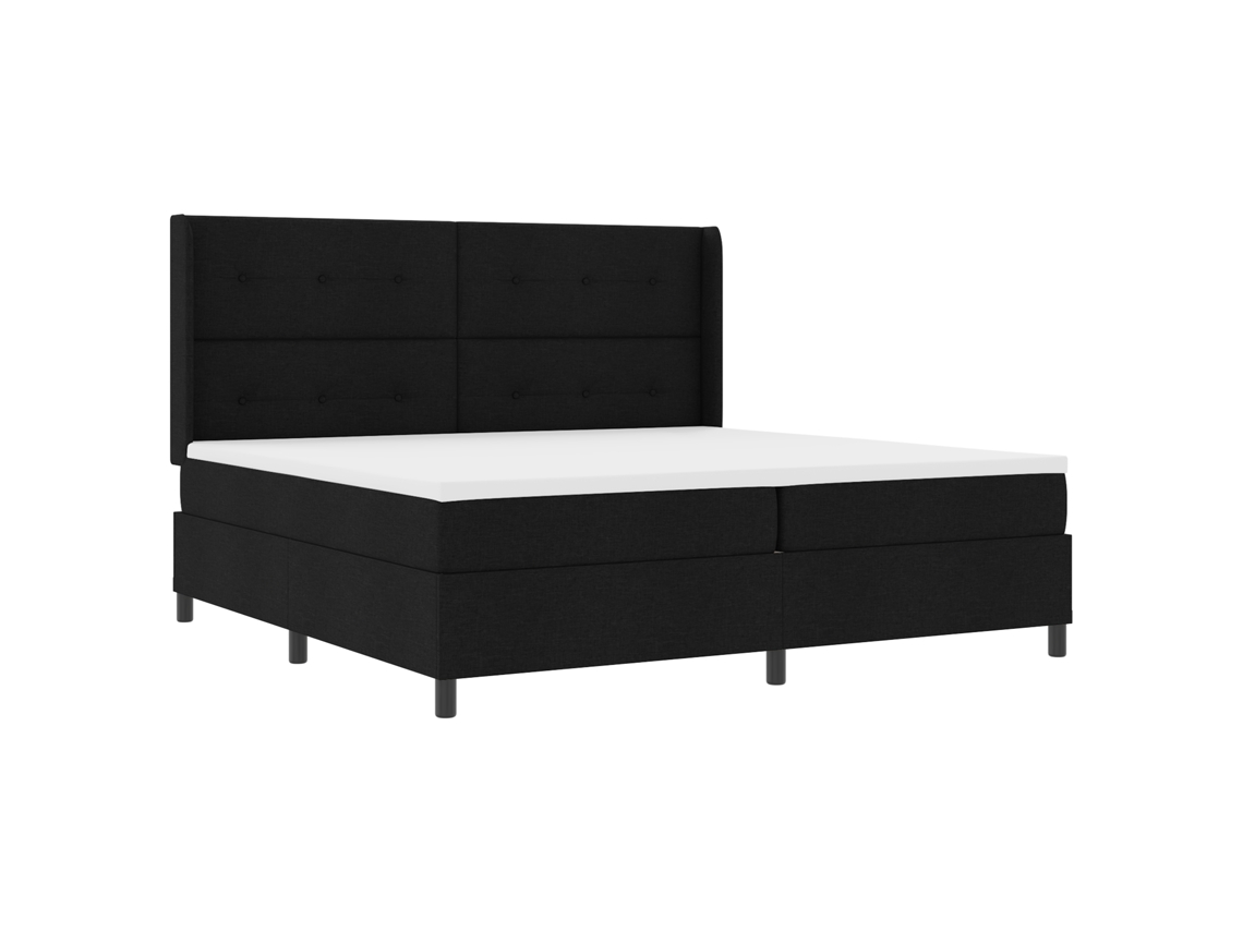 Cama Com Estrado E Colchão  Preto Vidaxl Tecido (200x200 Cm)
