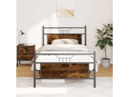 Vidaxl Estrutura Cama S/ Colchão Derivados De Madeira Carvalho Fumado