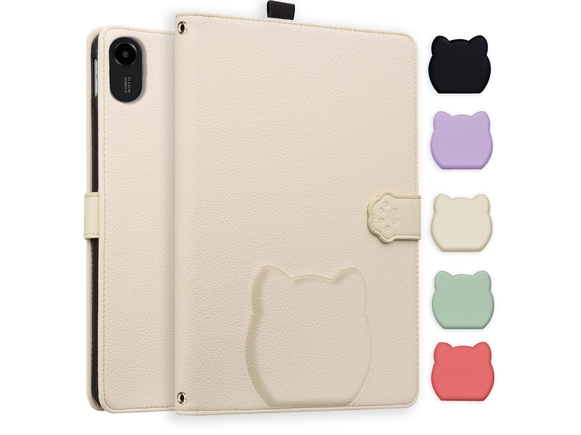Capa Hexinyigjly Para Redmi Pad Pro De 12,1 Polegadas, Design De Gato, Suporte Multiangular Bege