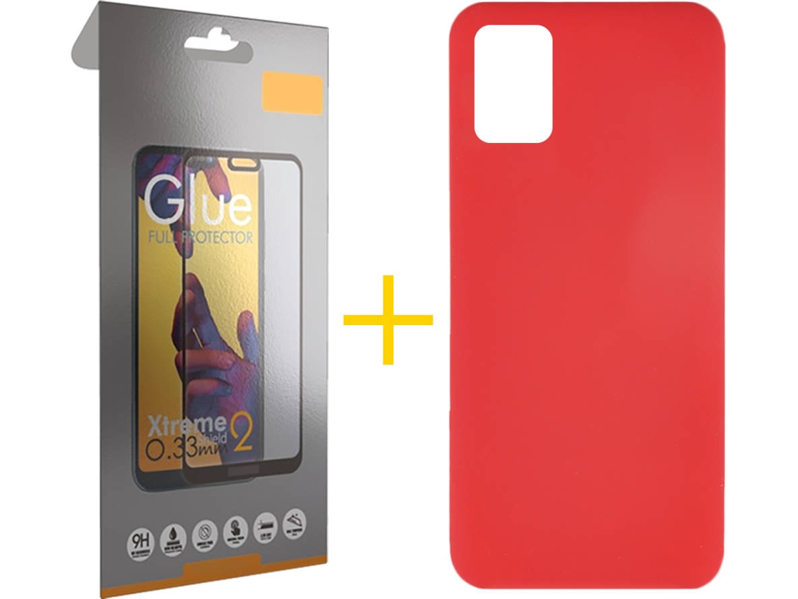 Kit Capa e Película Samsung Galaxy A51 SKYHE Full Silicone Líquido (Vermelho)