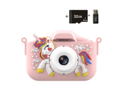 Câmera Infantil Unicorn 4800w Pixel Dual Camera Para Crianças De 3 A 8 Anos 32g Rosa Brilvibera
