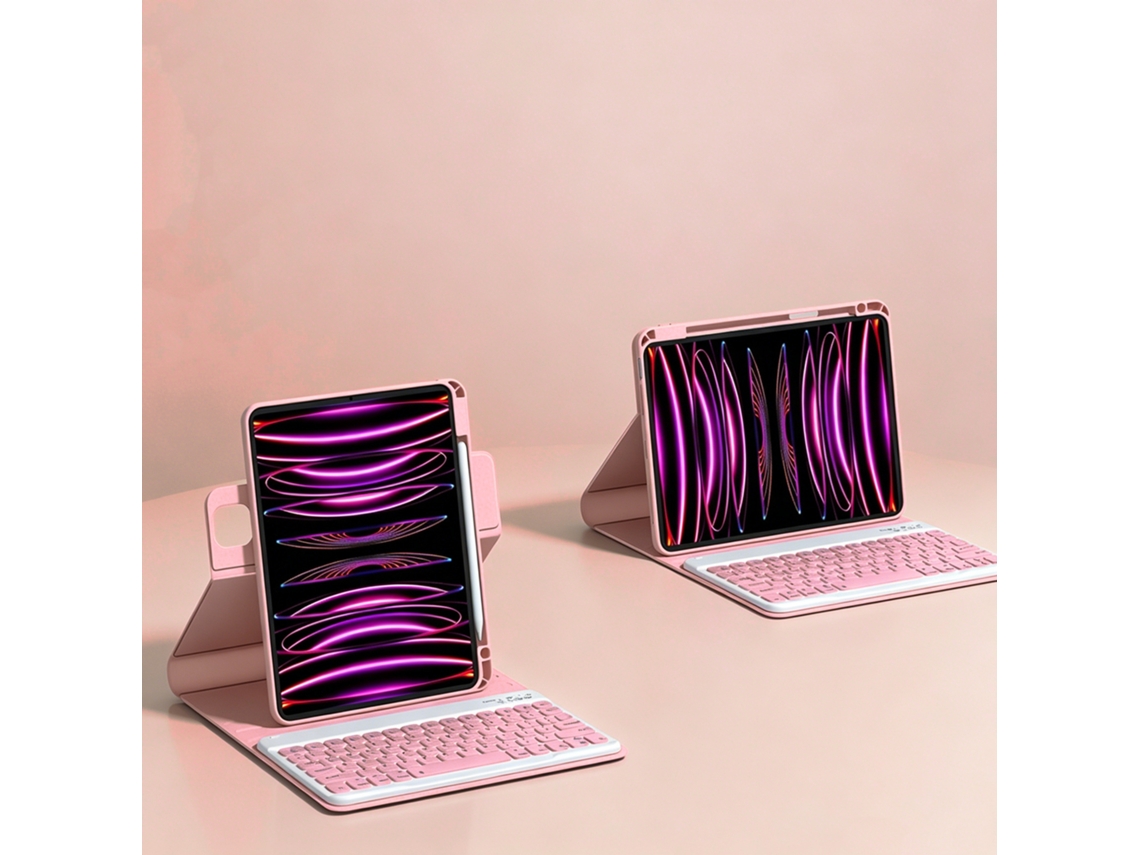 Capa Panoona Para Ipad (a16) 11ª Geração 2025, 11 Polegadas, Com Teclado Destacável E Caneta Universal Cor=rosa