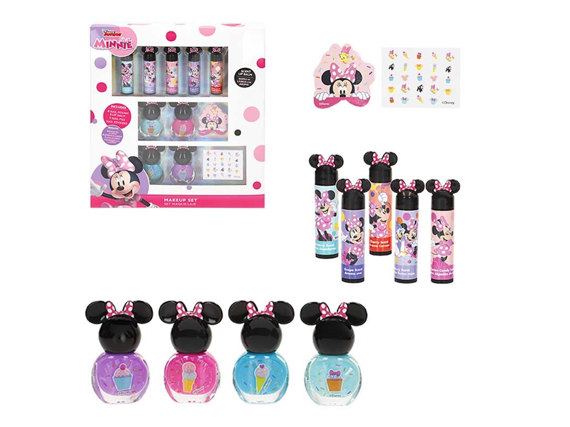 Conjunto de maquiagem da Minnie Mouse com adesivos