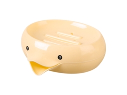 Tigela de Sabão em Forma de Pato 3D com Drenagem para Banheiro Laranja