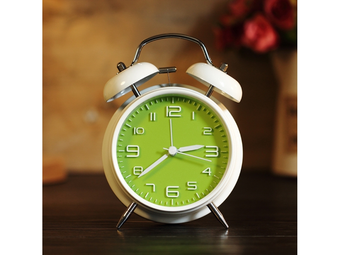 Despertador Digital Silencioso de 4 Polegadas com Luz para Quarto BRILVIBERA (carcaça Branca, Superfície Verde)