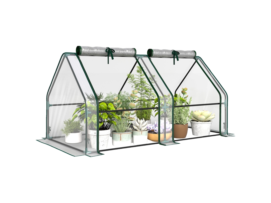 Estufa Com Janela De Zíper, Estufa De Plástico Resistente Ao Inverno Em Aço 180 X 90 X 90 Cm Transparente