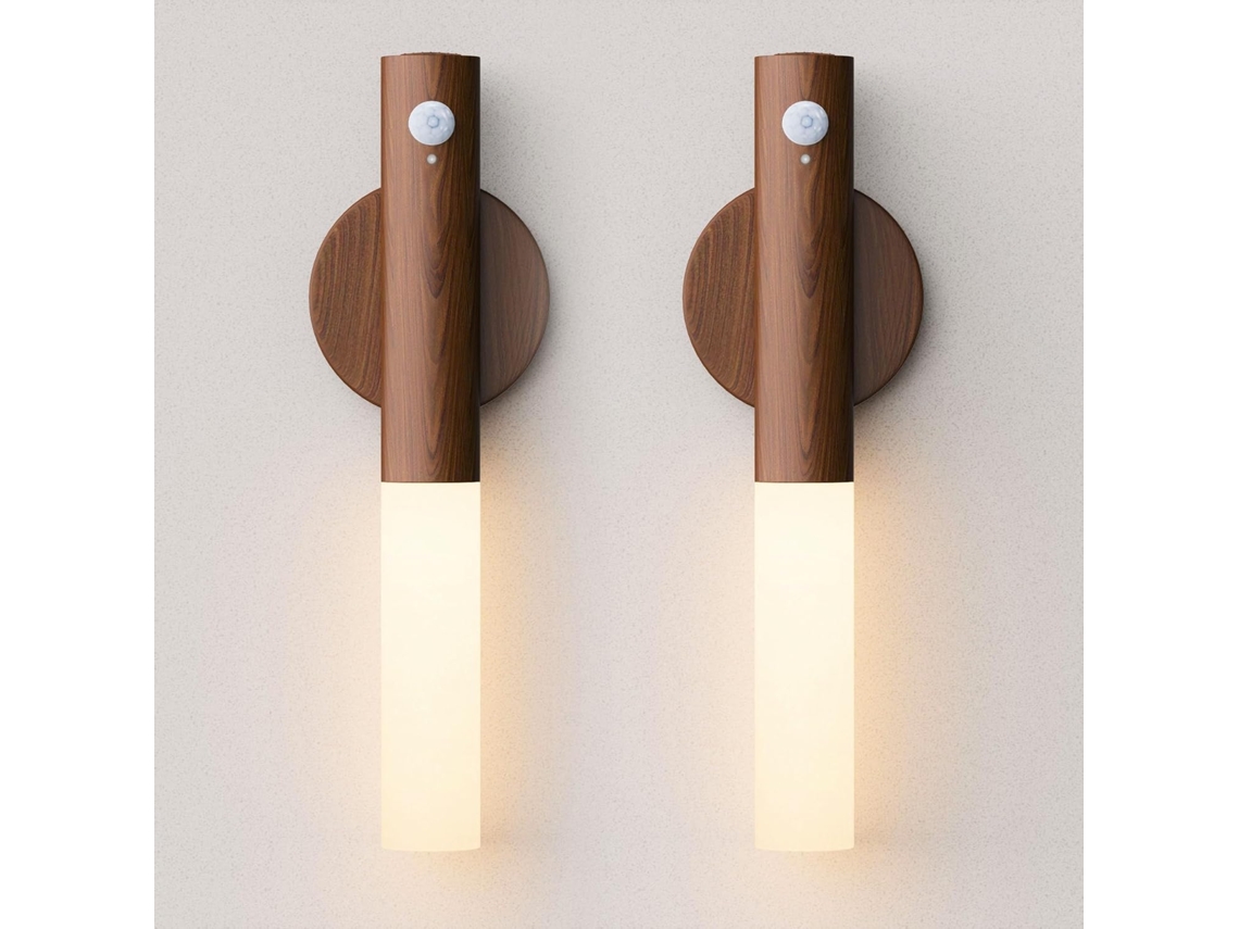 Luminária De Parede Led, 2 Unidades, 3000k, Recarregável, Sensor De Movimento, Alimentação Por Bateria, Fixação Magnética