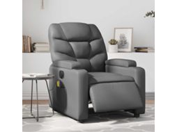 Vidaxl Poltrona Massagens Reclinável Elétrica Couro Artif. Cinzento