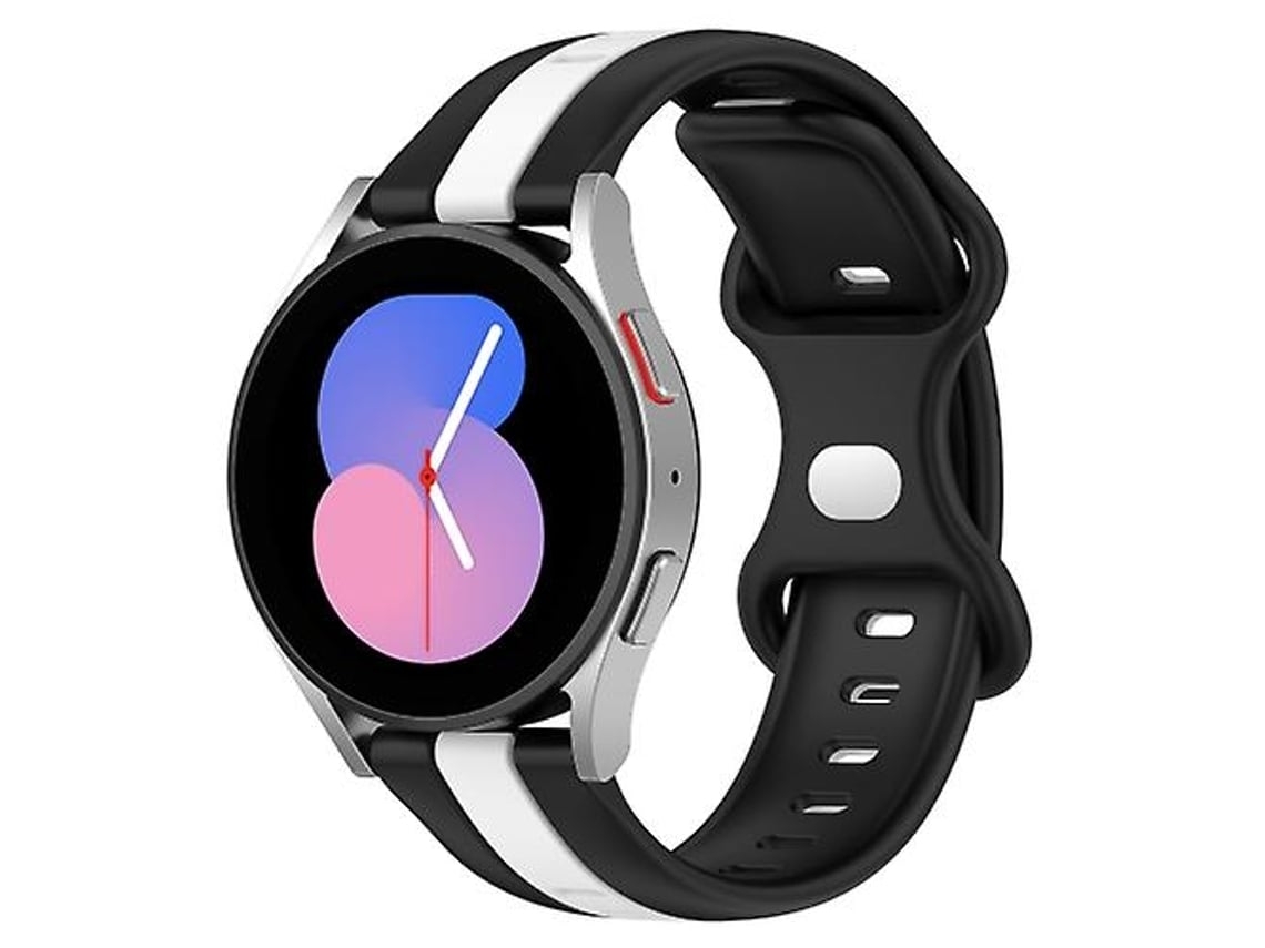 Pulseira Garmin Venu De 20 Mm Com Fivela Borboleta, Silicone Bicolor, Preta E Branca., Acabamento Moderno