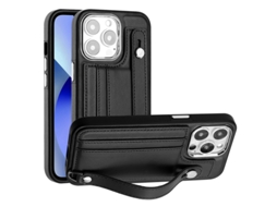Capa Mobile Phone Cases Shockproof With Wrist para iPhone 13 Pro Pele Castanho